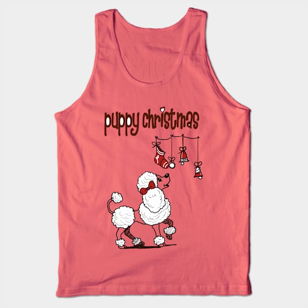 Puppy Christmas Tank Top by Artofokan